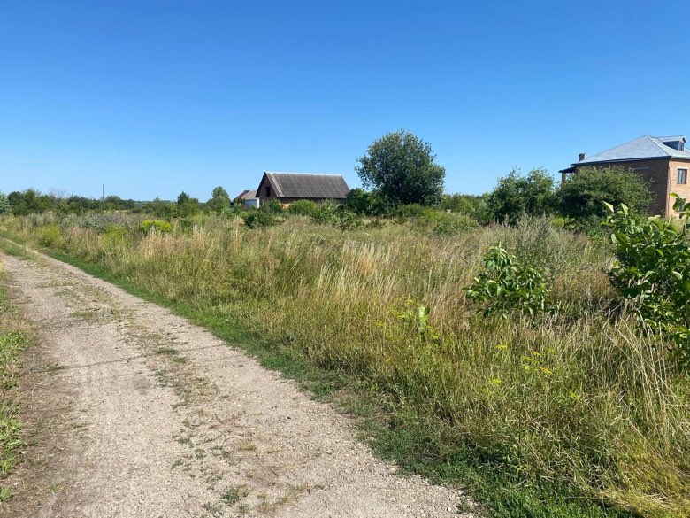Під’їзна доріжка вглиб ділянки, будинки на горизонті