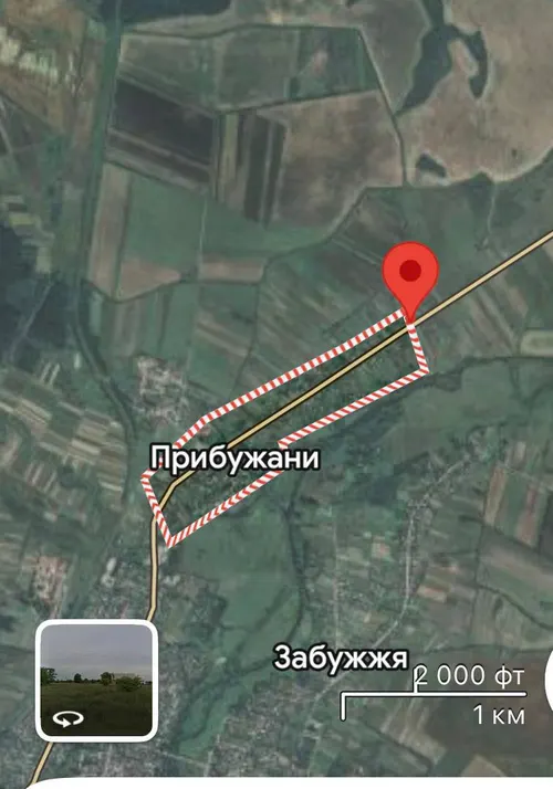 Карта села Прибужани на трасі Н-17